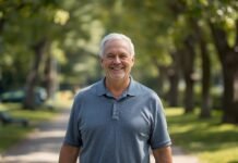 Why Comparing Yourself to Your “Old Self” Can Make Change Harder After 50 Senior man smiling outdoors in a park, healthy aging after 50.