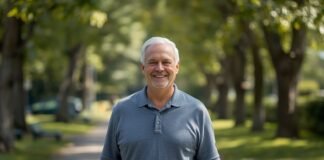 Why Comparing Yourself to Your “Old Self” Can Make Change Harder After 50 Senior man smiling outdoors in a park, healthy aging after 50.