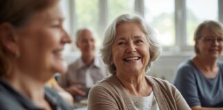 Why Confidence Can Dip After Retirement (Even If You’re Doing Fine) Lively senior women smiling during a social gathering or workshop.