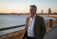 When Emotional Fatigue Isn’t Burnout — It’s Accumulation Elegant mature man contemplating waterfront sunset, health and aging gracefully, confident lifestyle, senior wellness, graceful aging after 50.