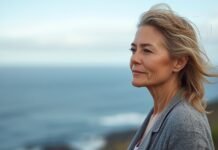 The Difference Between Emotional Sensitivity and Emotional Weakness After 50 Ageless woman smiling outdoors, embracing natural beauty, enhancing graceful aging naturally.