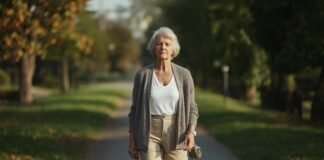 Finding Purpose After the Kids Are Grown or Work Slows Down Graceful aging senior woman walking in park, healthy lifestyle, falling in love with life.