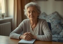 Who Are You When Your Job Title Is Gone? Graceful aging woman smiling at home for seniors health and wellness.