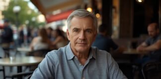 Why You May Pull Back Socially Without Realizing It After 50 Confident mature man enjoying coffee at outdoor cafe, embracing graceful aging, 50+ lifestyle.