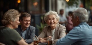 Why Social Life Transitions Feel So Unsettling After 50 Enjoying vibrant social life and friendship in a cozy café for graceful aging after 50.