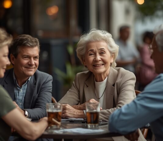 Why Social Life Transitions Feel So Unsettling After 50 Enjoying vibrant social life and friendship in a cozy café for graceful aging after 50.