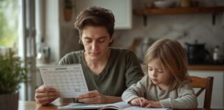 The First 30 Days of Caregiving: What Most Families Don’t Expect A smiling young man and girl reading a calendar together at home.