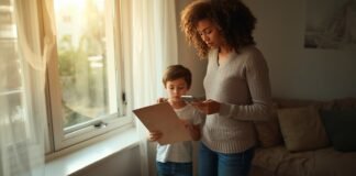 What It Means to Be the Primary Caregiver (Responsibilities and Realities) A woman and child reading a book together near a window in a cozy living room.