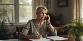 When Should You Get Power of Attorney for an Aging Parent? A woman in her senior years talking on the phone while writing in a notebook at home.
