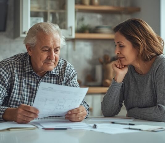 Normal Aging vs Dementia: Signs, Differences, and What to Do Next Elderly man and woman reviewing documents together at kitchen table.